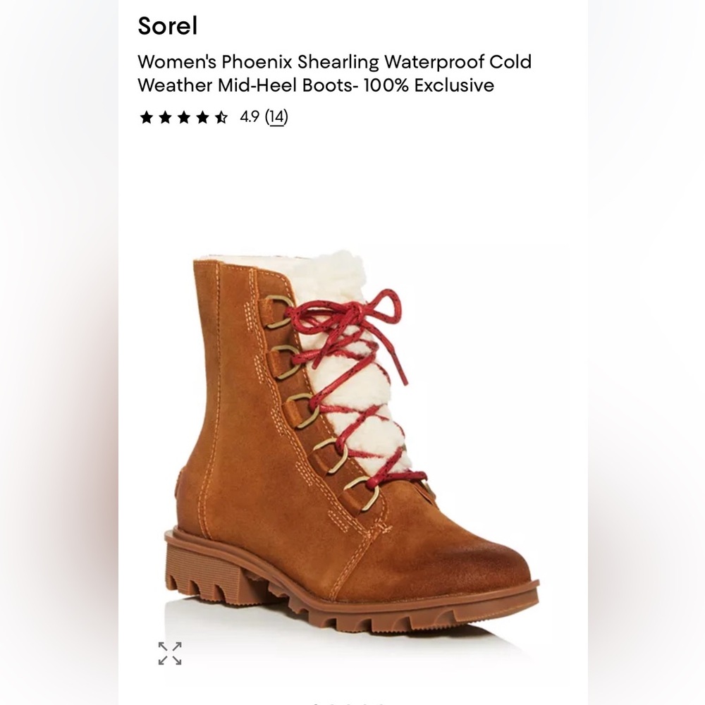 Sorel Phoenix Shearling Women's Tan Lace-Up Boots Size 9